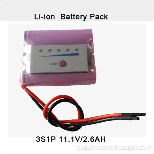 Sumsung 18650 Li-ion Battery Pack 11.1V/2.6ah with PCM 4A